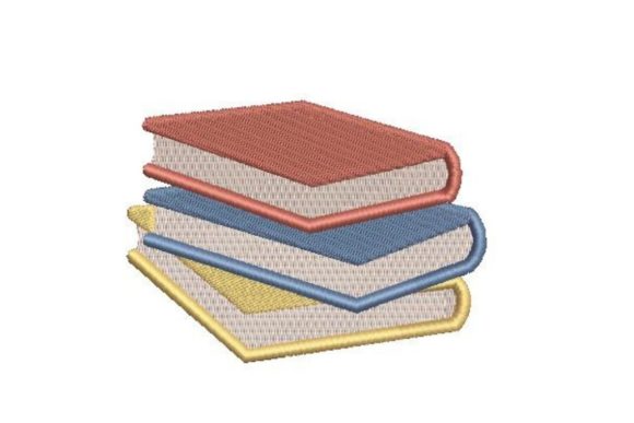 Stack of Books Embroidery Design